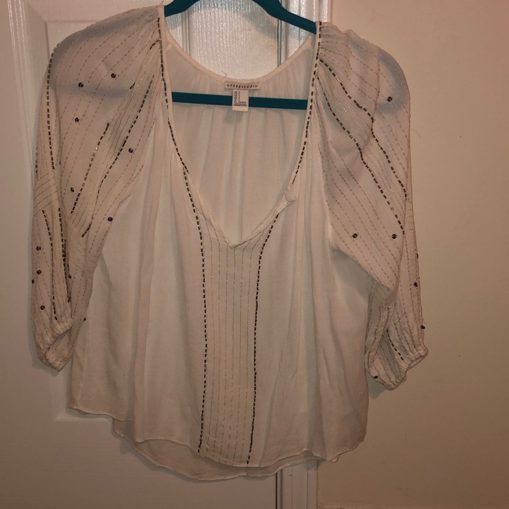 White beaded blouse